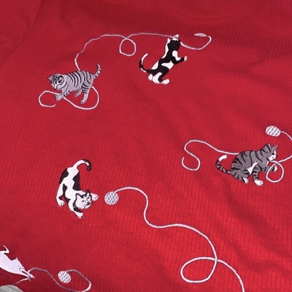 Vintage embroidered cats sweater size small petite - Picture 7 of 7